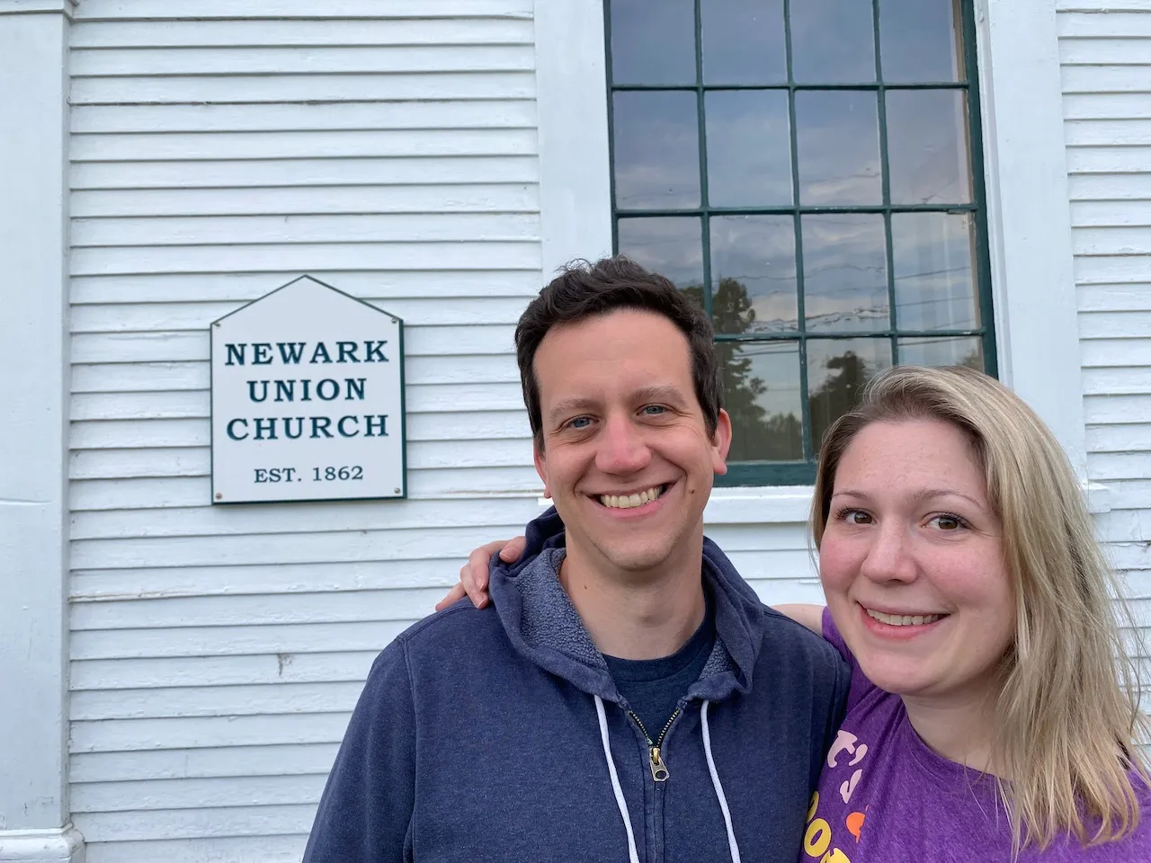 Me and Andrea in front of the Newark Union Church