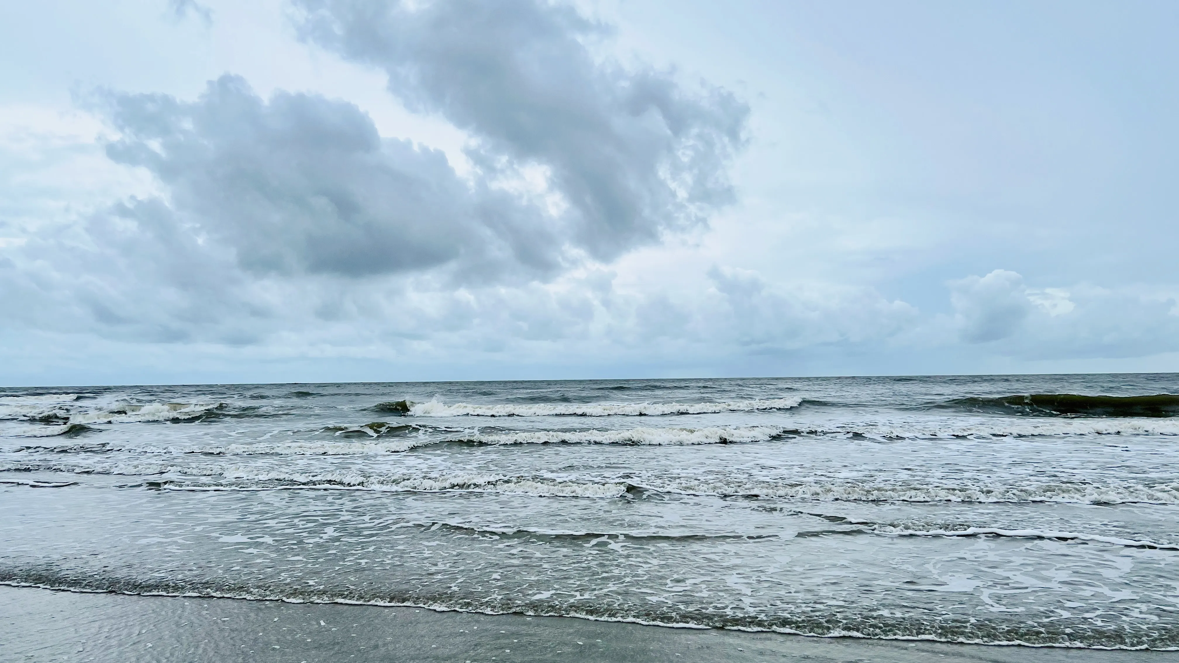 The beach on Isle of Palms on an overcast day.