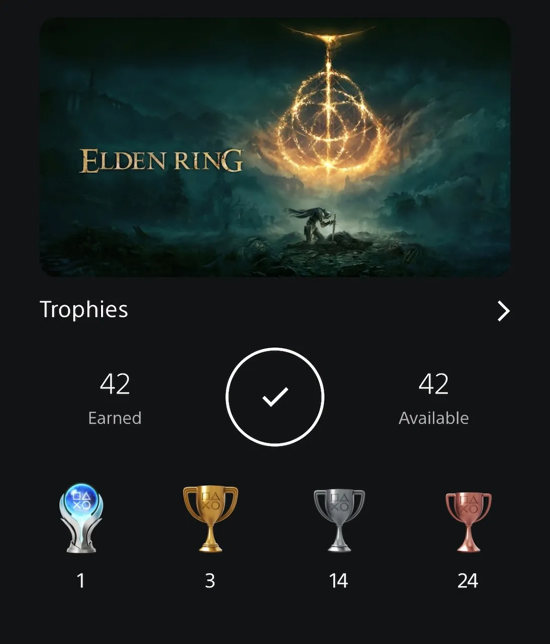 Platinum trophy from Elden Ring.