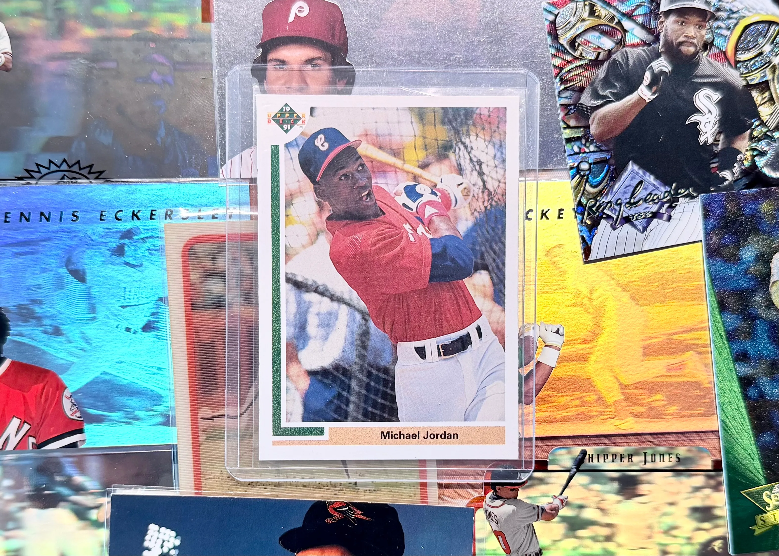 An Upper Deck Michael Jordan SP1 baseball card.