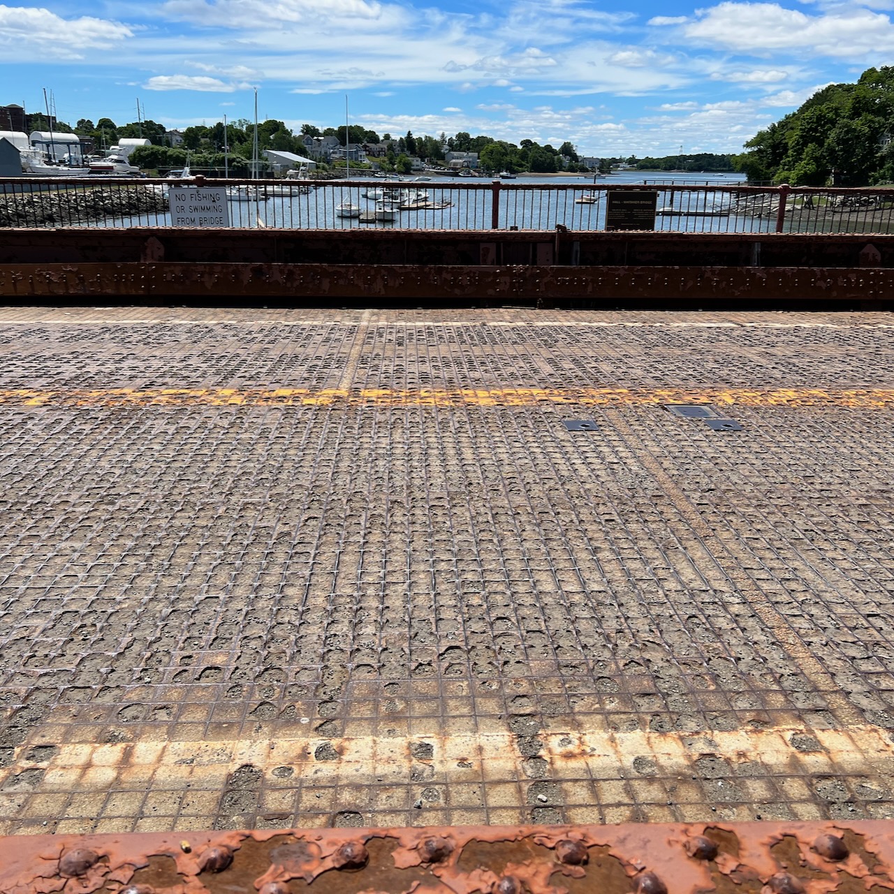 Picture of the bridge deck with holes in it.